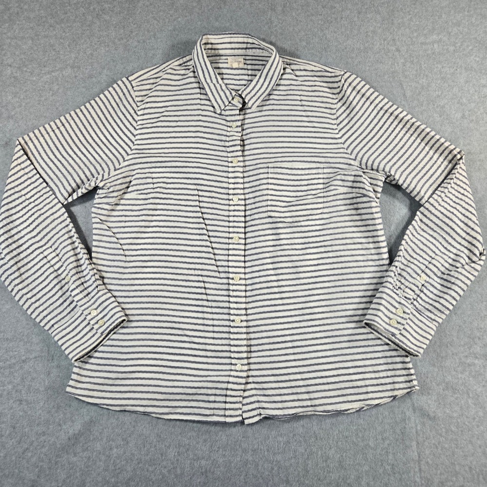 J.Crew The Perfect Shirt Mens XL Blue White Striped Cotton Button Up C7200